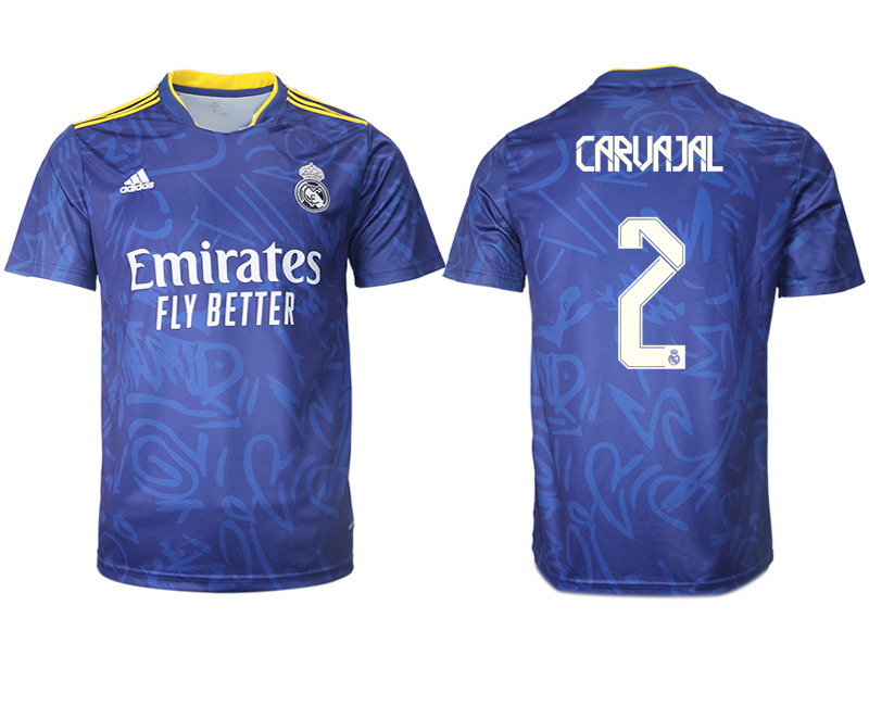 Cheap Men 2021-2022 Club Real Madrid away aaa version blue 2 Soccer Jersey